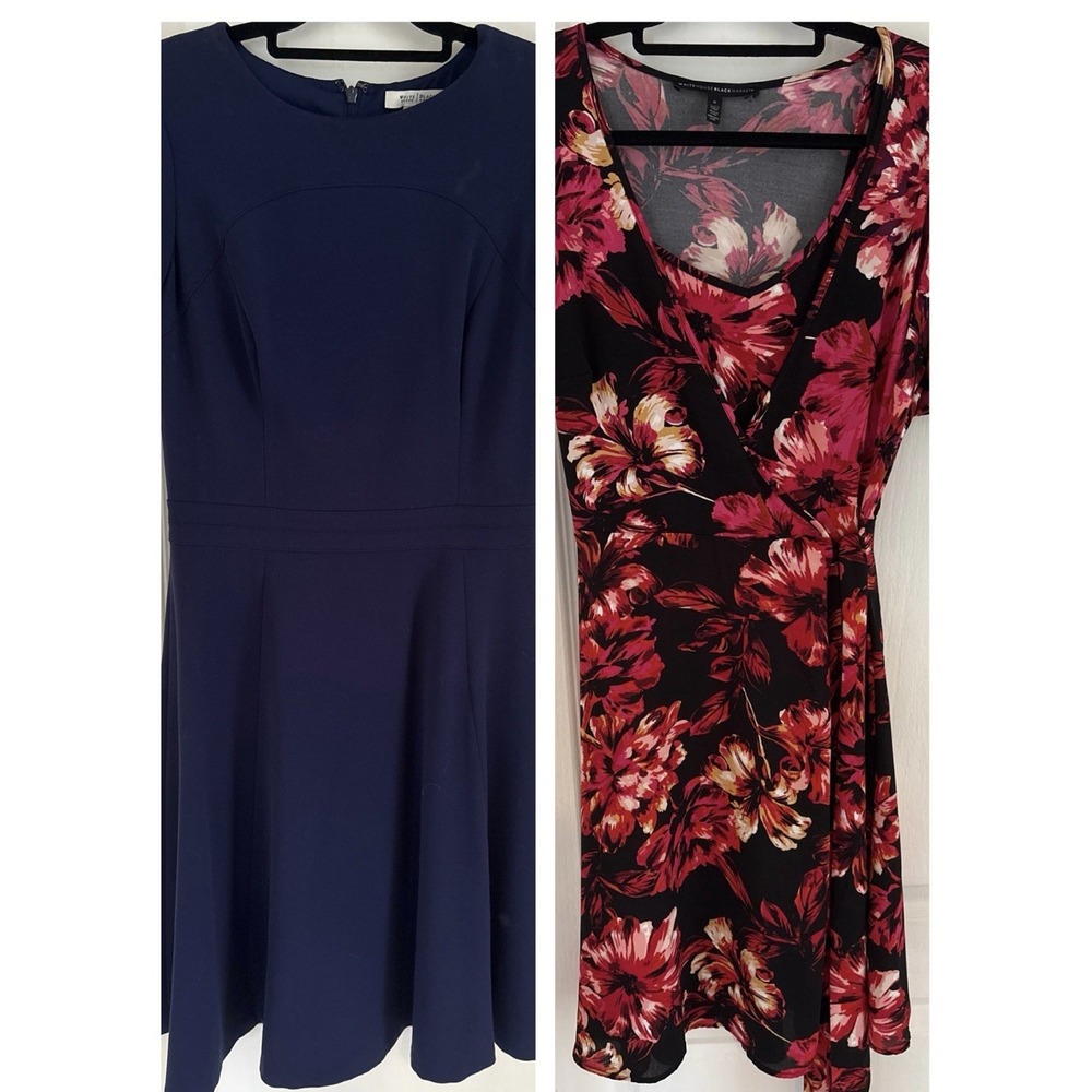 White House Black Market Dress Bundle Floral Lot of 2 Navy Blue Floral Career 6